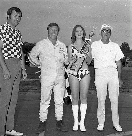 1973 Hialeah Speedway announcer Chip Green with driver Randy